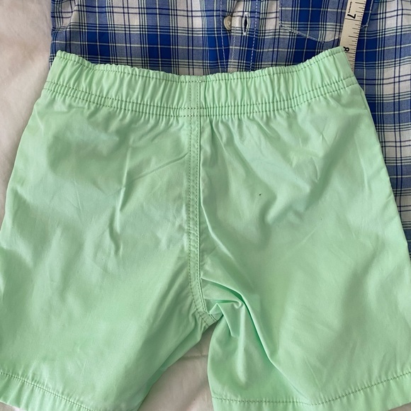 NWT Carters Baby Boy 2 piece Plaid Button Shirt Green short set Cotton Sz 24 mth - Picture 9 of 10